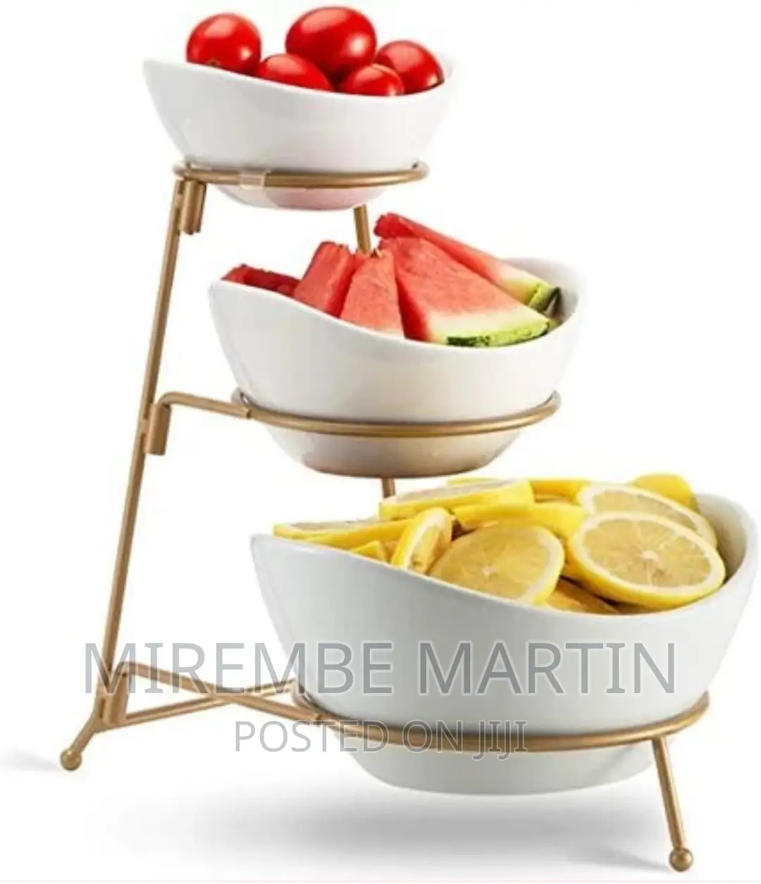 3 Tier Serving Bowls, Dishes With Gold Stand,
