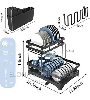 2 Tier Dish Drainer Rack For Kitchen Counter