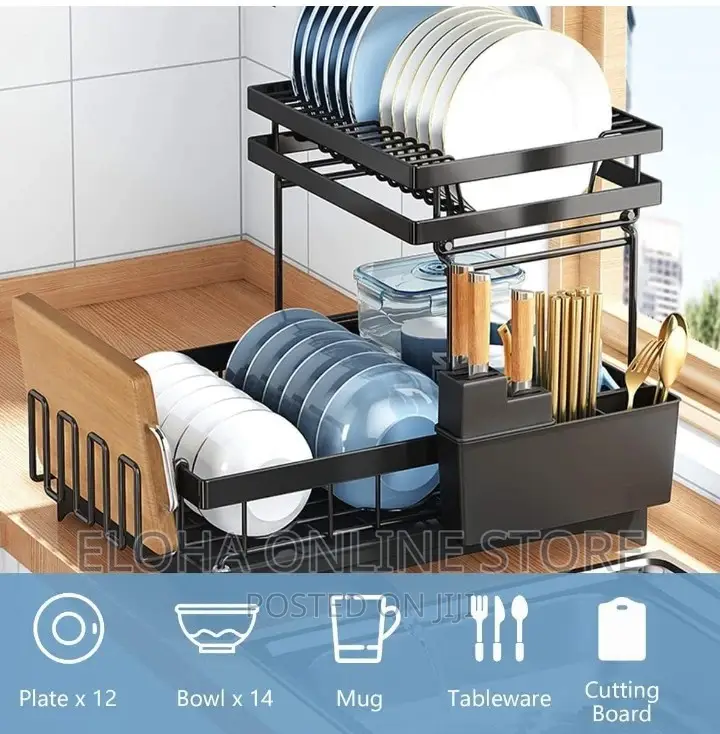 2 Tier Dish Drainer Rack For Kitchen Counter