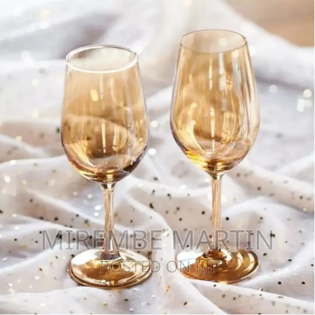 Gold Lead-Free Juice, Wine Glasses- 6 Pieces
