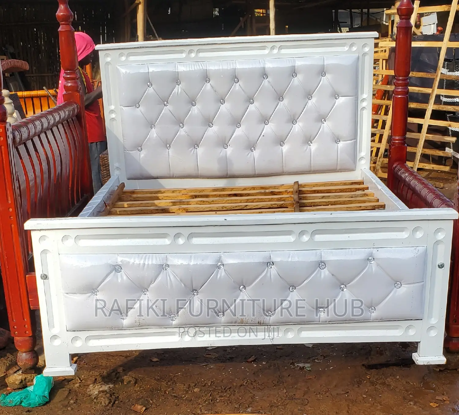 Leather Bed in White 5x6