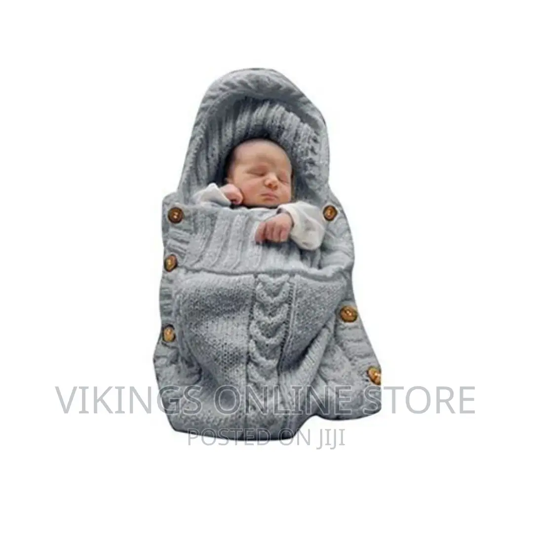 Newborn Baby Wrap Swaddle Blanket Knit Sleeping Bag – Grey-