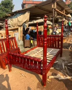 Long Pillar German Bed / 5by6 Bed / Wooden Bed / Good Bed /
