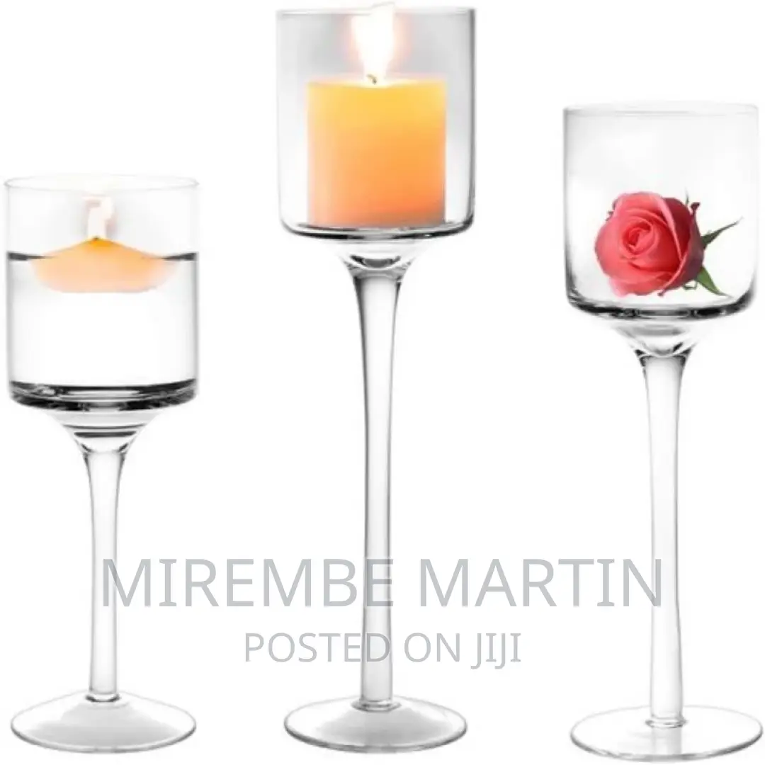 Set of 3 Glasstea Light Glass Candle Holders