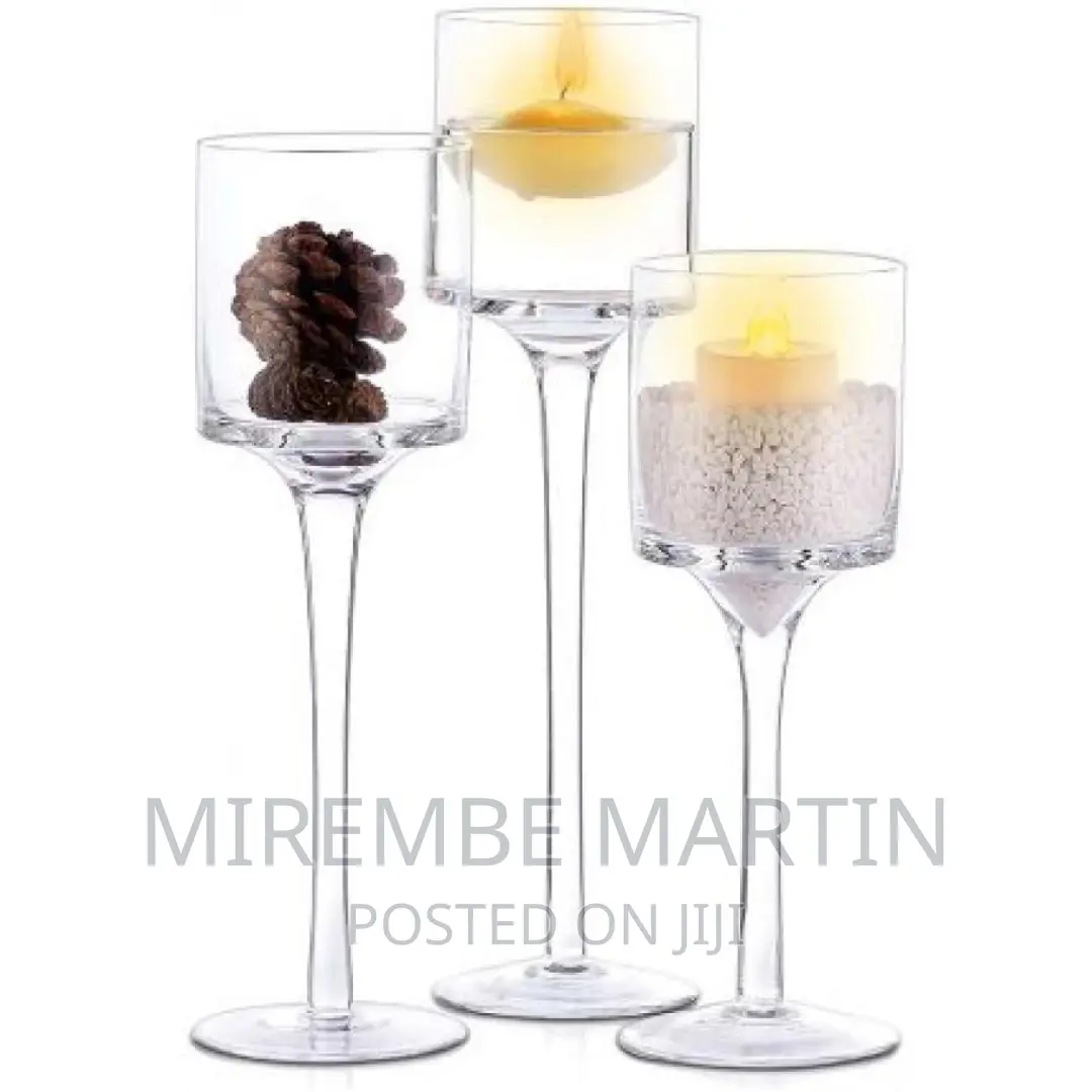 Set of 3 Glasstea Light Glass Candle Holders