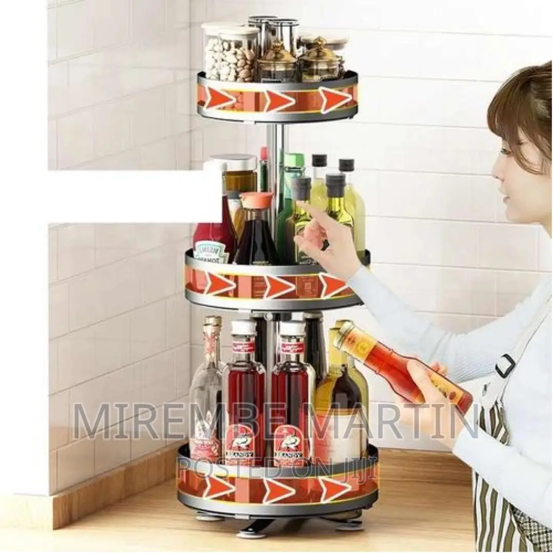 3 Tier 360° Rotatating Kitchen Trolley Shelf Spice Storage