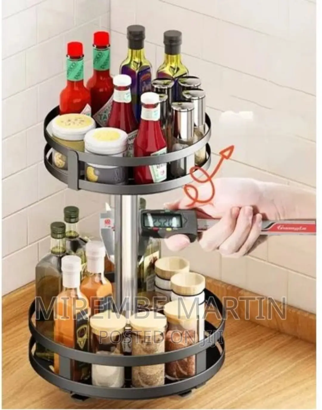 Tier 360° Rotatating Kitchen Trolley Shelf Spice Storagerack