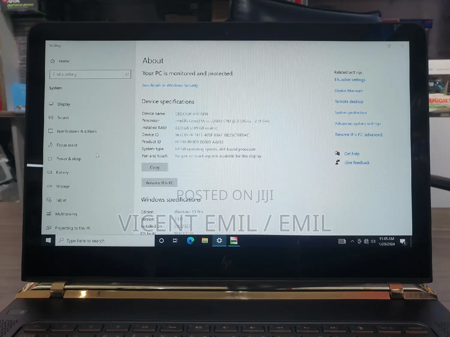 Laptop HP Spectre 8GB Intel Core I5 SSD 512GB