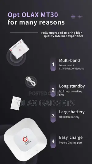 Olax MT30 Mifi With Lan Port and 4000mah - Lyca, Airtel, MTN