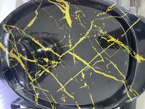 Classic Black With Gold Lines Melamine Tray