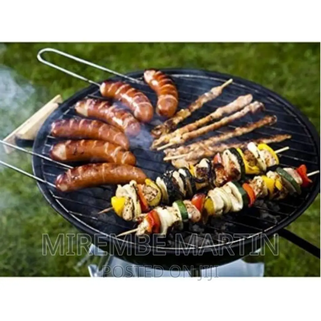 Portable Metal Kettle Trolley Barbecue Wood Charcoal Grill