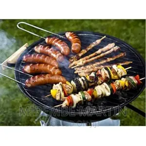 Portable Metal Kettle Trolley Barbecue Wood Charcoal Grill
