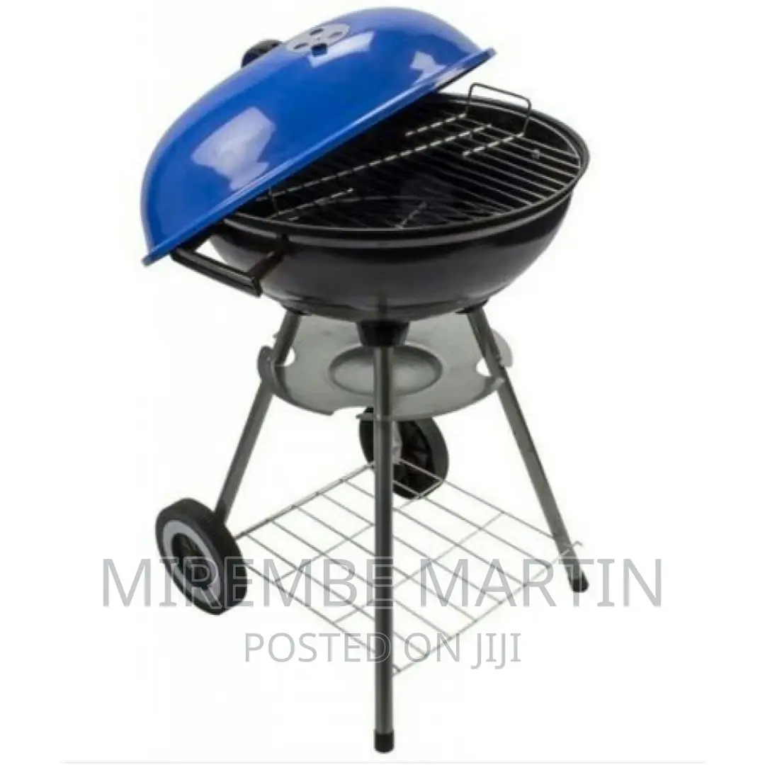 Portable Metal Kettle Trolley Barbecue Wood Charcoal Grill