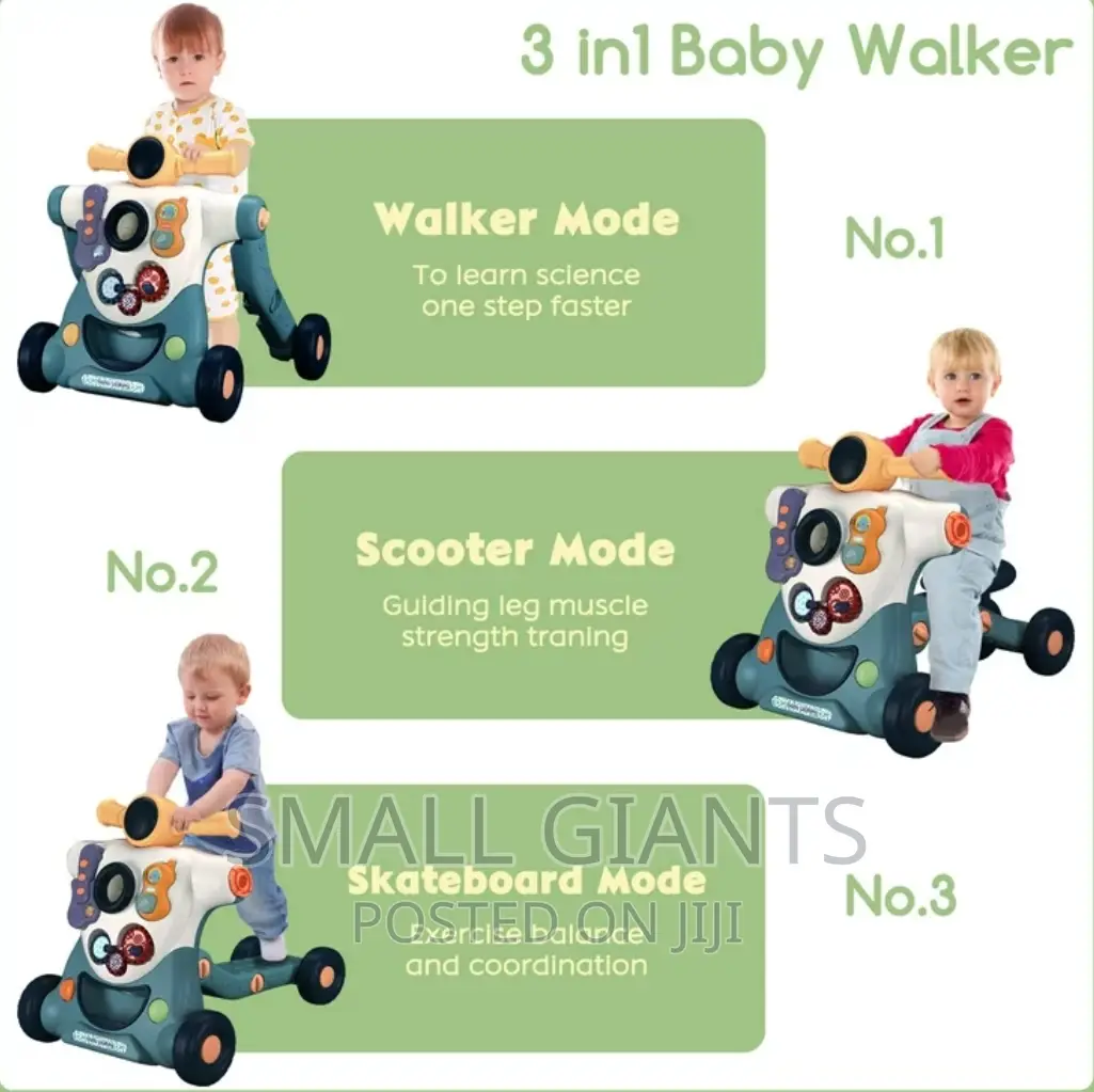 3 in 1 Four Wheels Baby Walker With Trolley