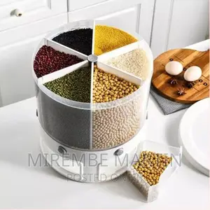 Rotating Food Storage Rice Bucket Cereal Dispenser