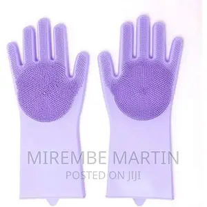 1 Pair of Bathroom and Kitchen Silicone Cleaning Hand Gloves