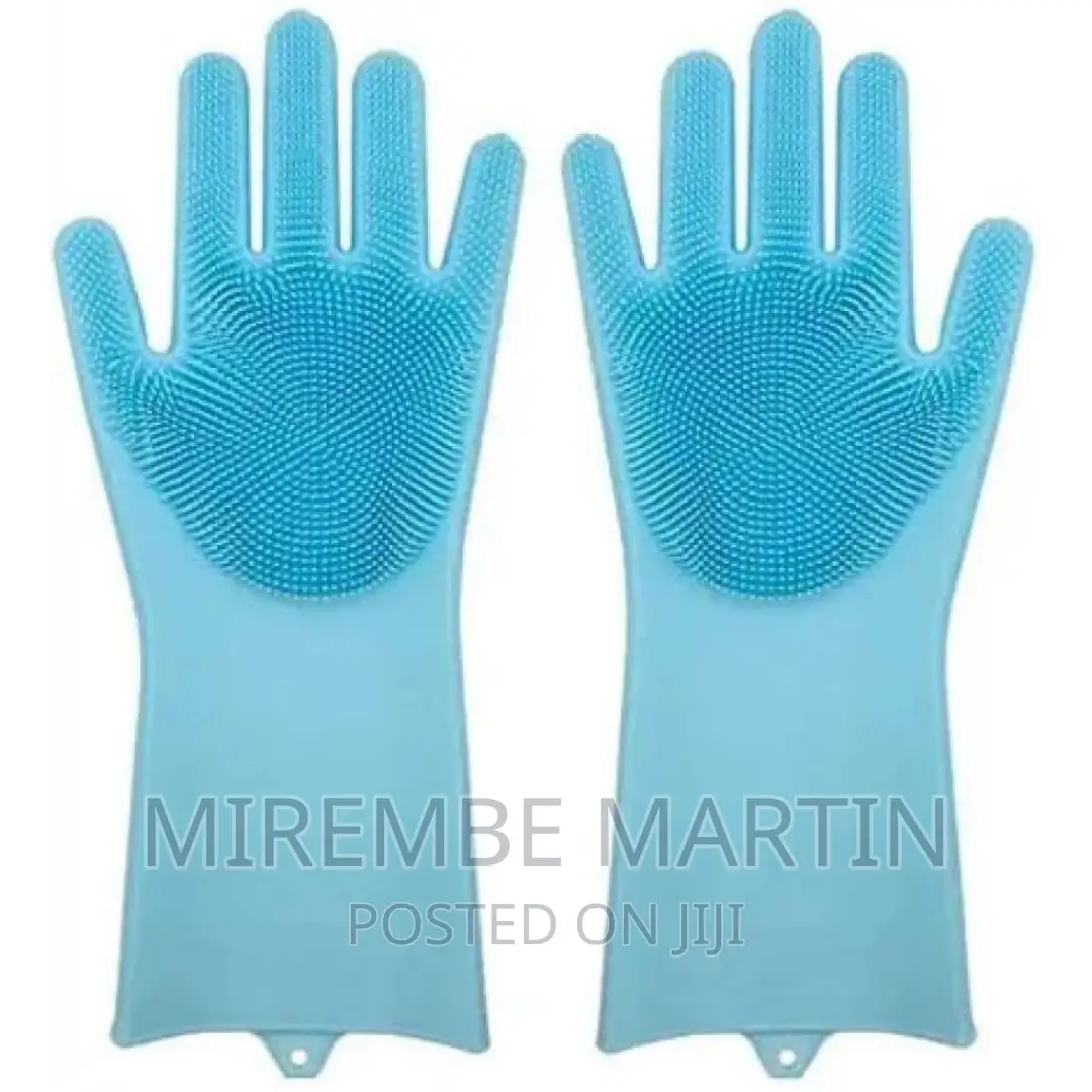 Pair of Bathroom and Kitchen Silicone Cleaning Hand Gloves
