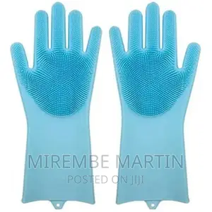 Pair of Bathroom and Kitchen Silicone Cleaning Hand Gloves
