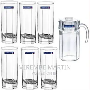 Luminarc Unique Jug Pitcher and Quality 6 Drinking Glasses-