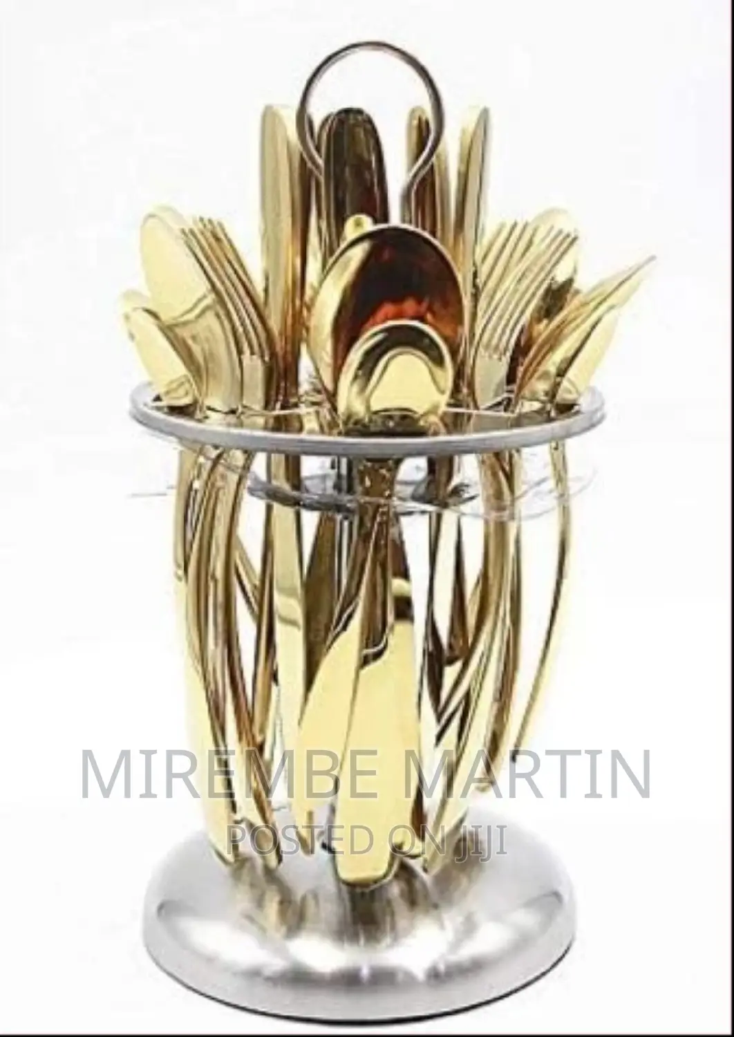24 Pieces of Plain Cutlery (Forks,Spoons Knives)And Stand