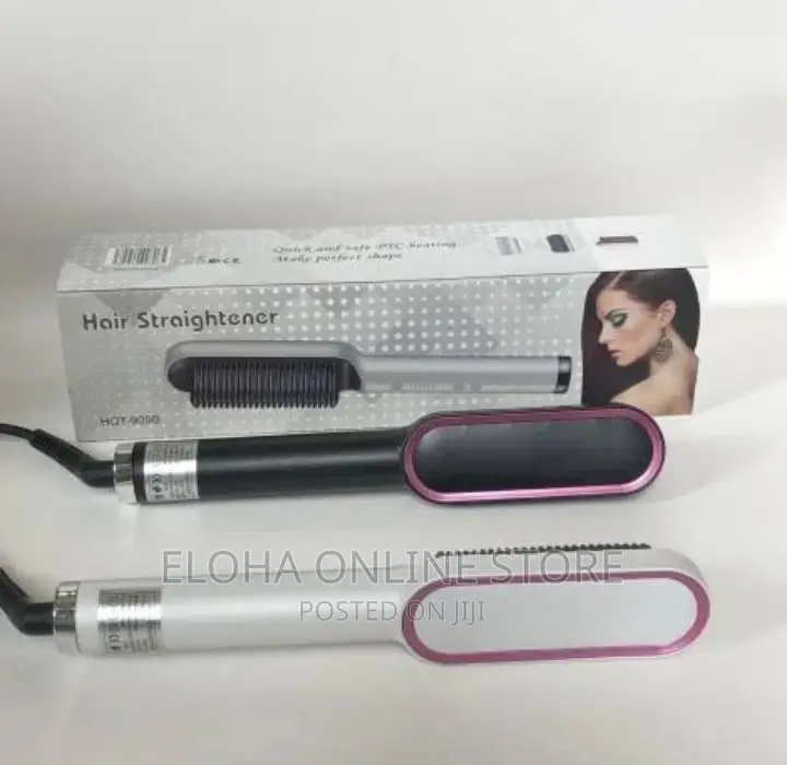 2 in 1 Hair Straightener (Hot Heated Brush and Curler)