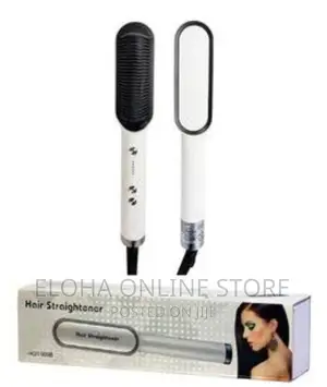2 in 1 Hair Straightener (Hot Heated Brush and Curler)
