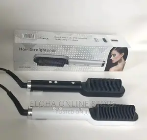 2 in 1 Hair Straightener (Hot Heated Brush and Curler)