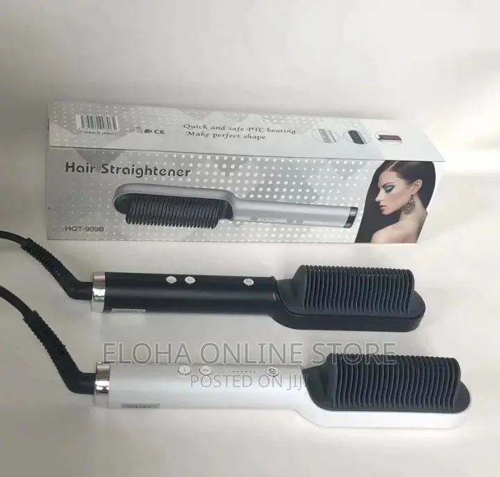 2 in 1 Hair Straightener (Hot Heated Brush and Curler)