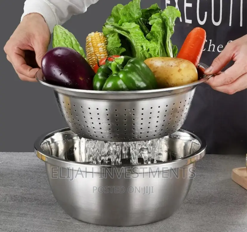 30cm Stainless Steel Rice, Vegetable Washing Colander