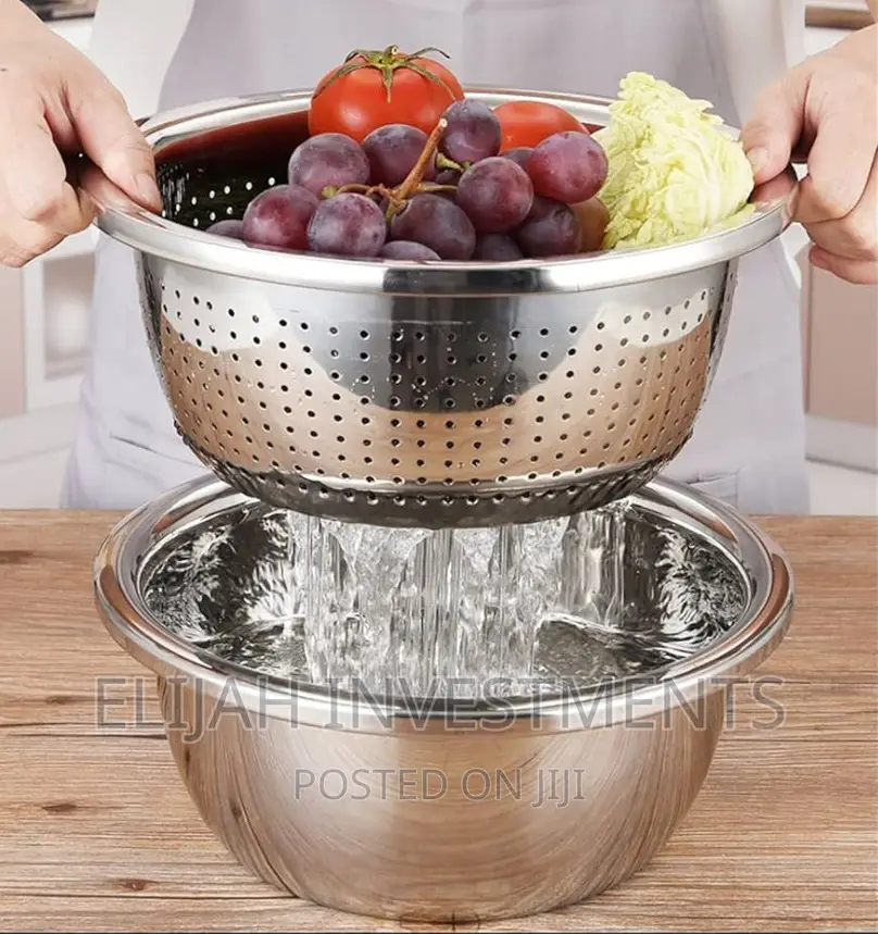 30cm Stainless Steel Rice, Vegetable Washing Colander