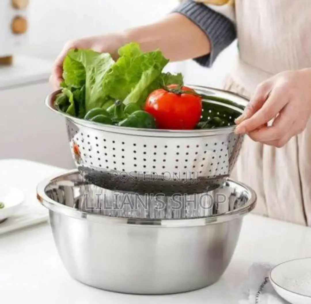 30cm Stainless Steel Rice, Vegetable Washing Colander
