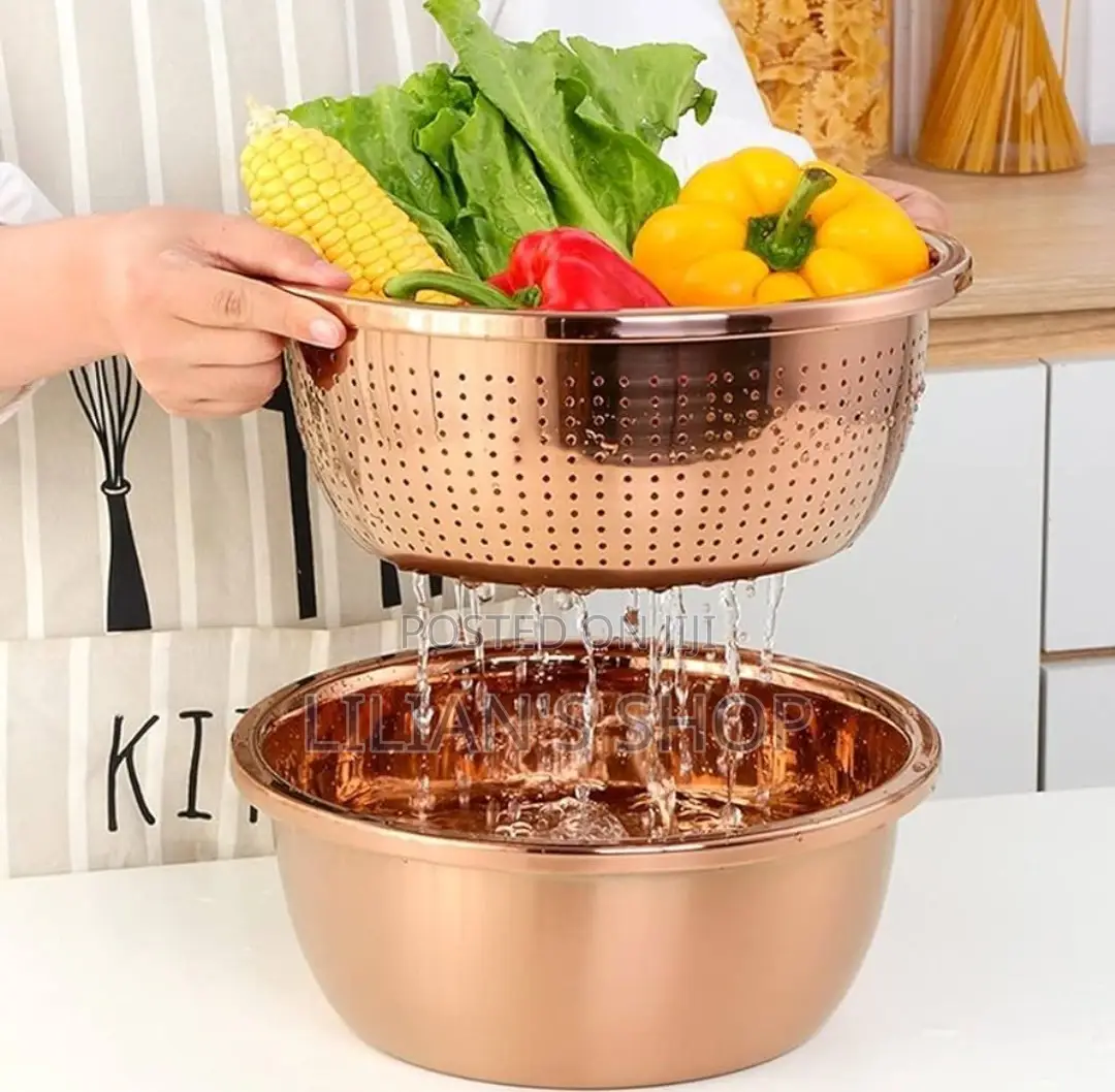 30cm Stainless Steel Rice, Vegetable Washing Colander