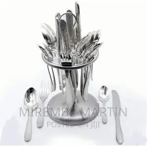 24 PCS Plain Dinner Cutlery (Forks, Spoons Knives) Stand
