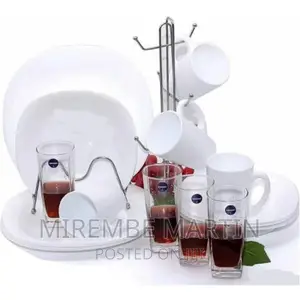 16 Piece Plates, Cups, Glasses, Soup Bowls Dinner Set –