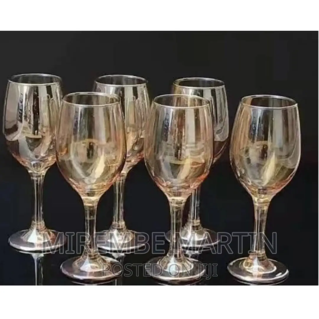 6 Pc Gold Lead-Free Juice, Champagne Wine Glasses Decorative