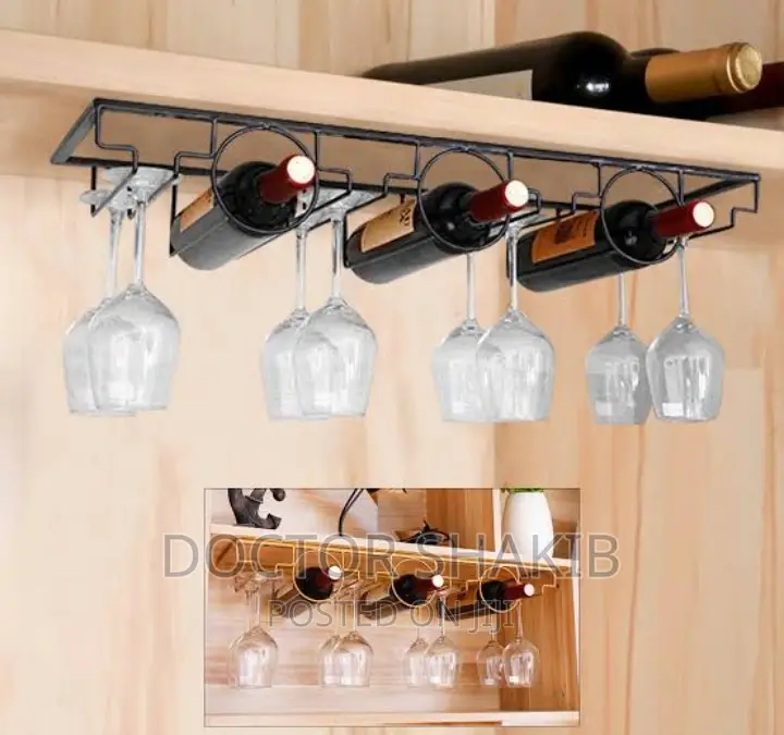 3 Bottle Wall Mounted Wine Bottle Glass Rack
