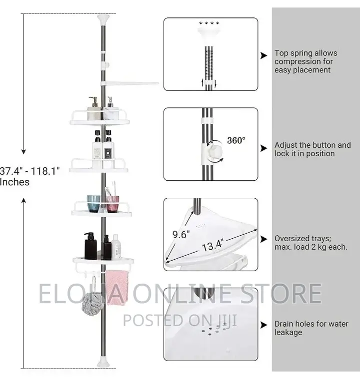4 Tier Bathroom Corner Shelf Organizer