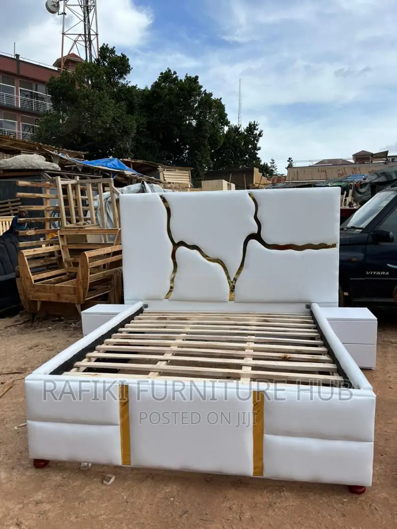Leather Bed in White 5x6