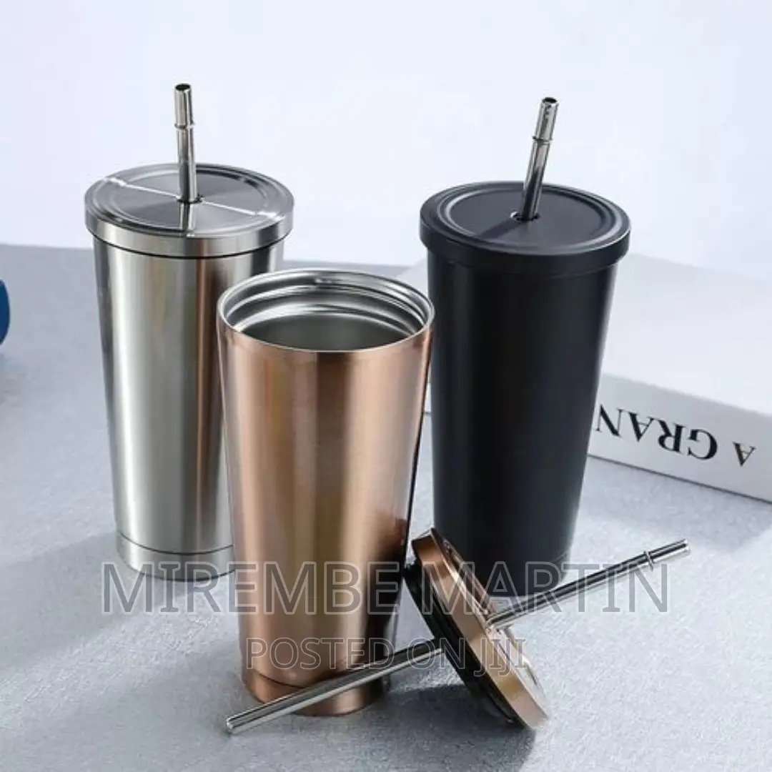 Mug With Lid Tea Cup Thermos Beer Travel Tumbler With Straw