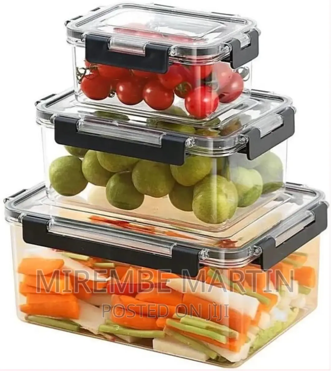 3-Piece Clear Acrylic Sealed Food Storage Containers