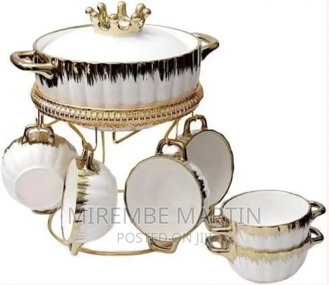 Fancy Ceramic Soup Tureen Bowl Gift Set With 6 Soup Bowls