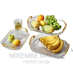 3 Pieces of Rectangle Food Tray Fruit Tea Table Serving Tray