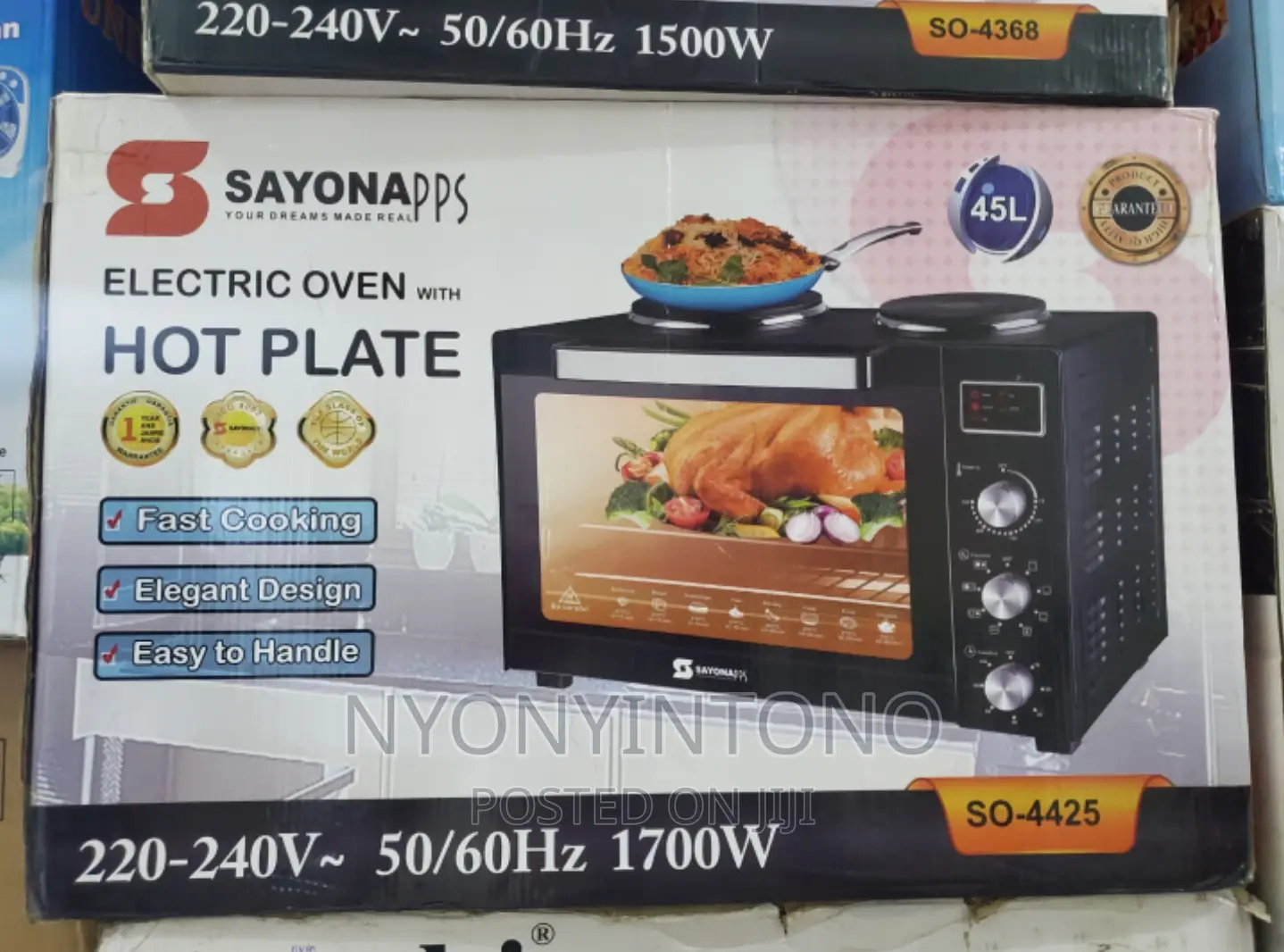 45liters Sayona Cooker Oven With 2hotplates on Top
