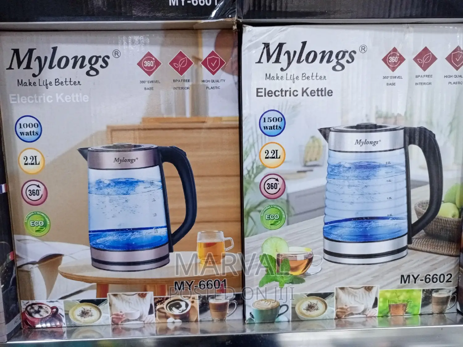 Mylongs Electric 2.2L BPA Free Glass Kettle Cordless