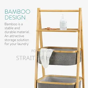 Bamboo Shelf Laundry Sorter - 2 Compartments for Laundry
