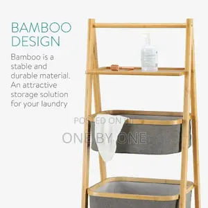 Bamboo Shelf Laundry Sorter - 2 Compartments for Laundry