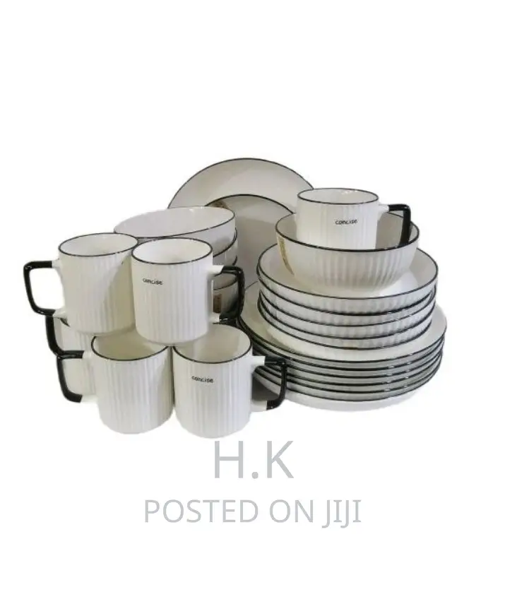 24pcs Black Strip Dinner Set