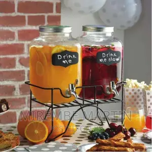 Glass Beverage Drink Twin 2 Dispensers