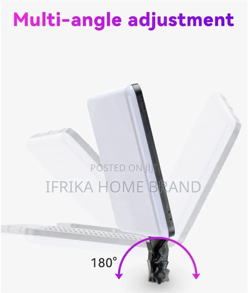 White LED Video Studio Lights Flat Plate Lamp Tripod 360°