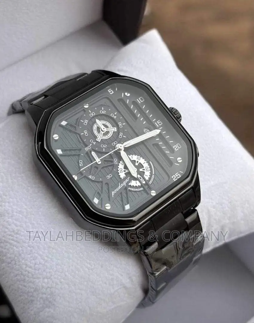 POEDAGAR Luxury Wrist Watch for Men - Black